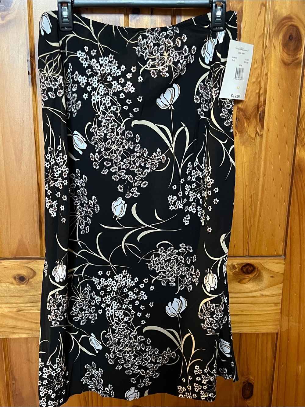 Black Floral Maxi Skirt with Cream and White Blooms